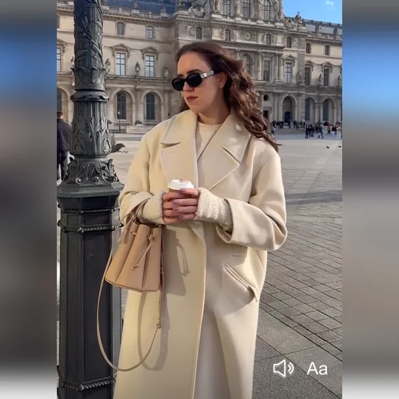 Zara Oversized Coat Cream - Picture 12 of 17